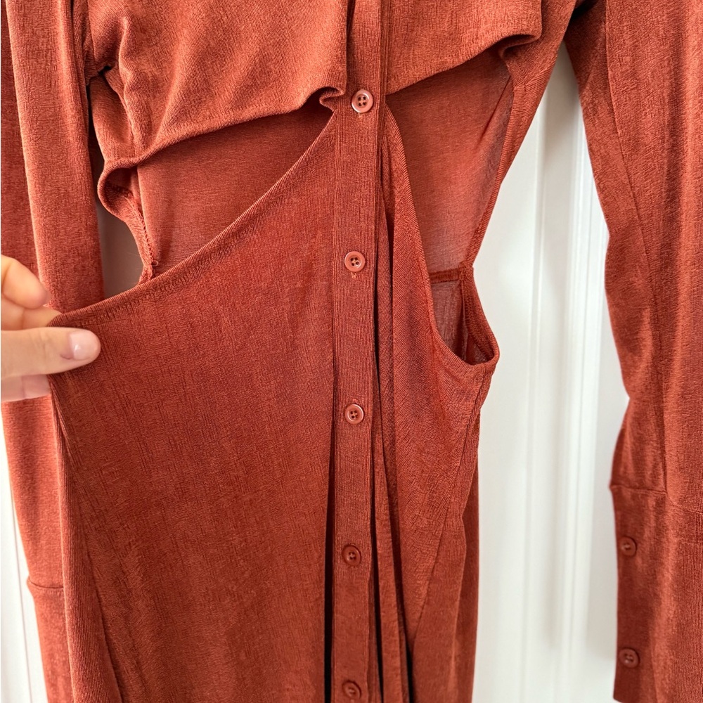 Rust Button-Up Women's Dress